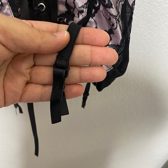 The Collection Escante Womens Black and Pink Lace Padded Lace Up Large Corset - Picture 10 of 13